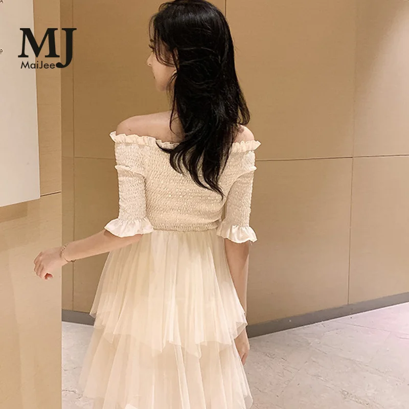 Шифоновое макси платье MaiJee летнее из сетчатой ткани с вышивкой Vestidos De Fiesta Noche Verano