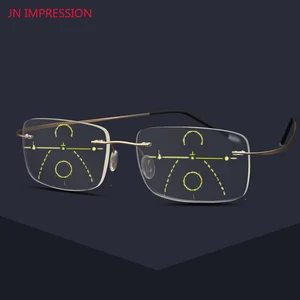 Очки для чтения с мультифокальными линзами для мужчин и женщин, титановые, для чтения, при пресбиопии и гиперметропии