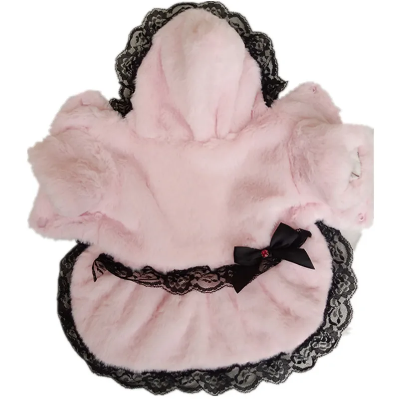 

Одежда для собак, Осень-зима, высококачественное бархатное пальто для маленьких и средних собак, розовое, белое пальто для собак, толстовки с кружевом