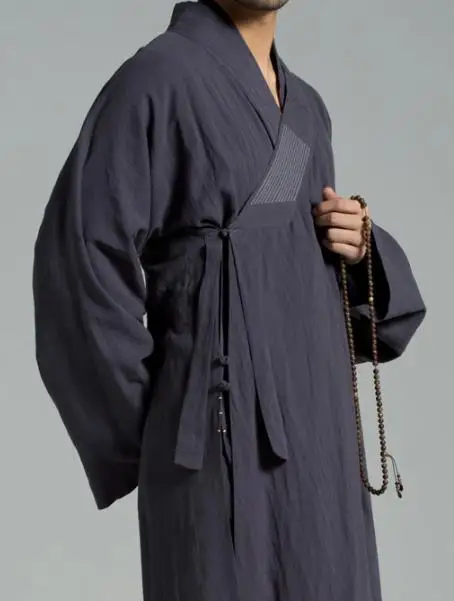 Длинный халат унисекс для лета и весны из хлопка льна abbotmonk shaolin кунг-фу