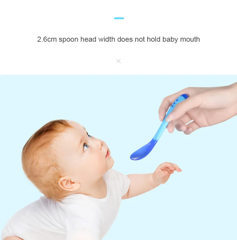 Детская ложка с чувствительным температурным режимом, безопасная силиконовая ложка для кормления младенцев, вилка, ложка для кормления ребенка, детская посуда, детская кормушка, посуда