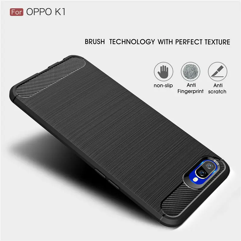 TRISEOLY для OPPO K1 чехол из углеродного волокна матовая ТПУ Резина силикон K 1 R15X Чехол