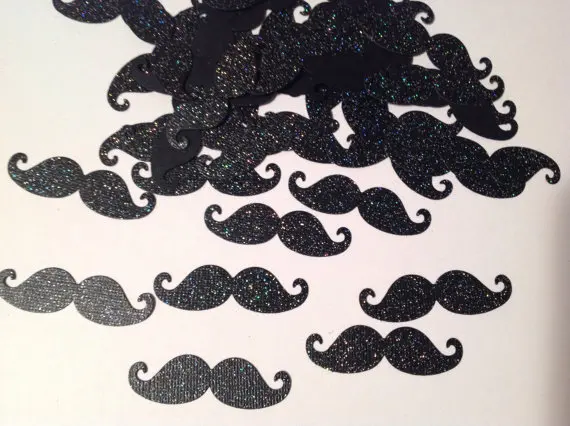 

glitter black mustache confetti- gender reveal scatter wedding birthday bridal baby showe Table decor scrapbook favors