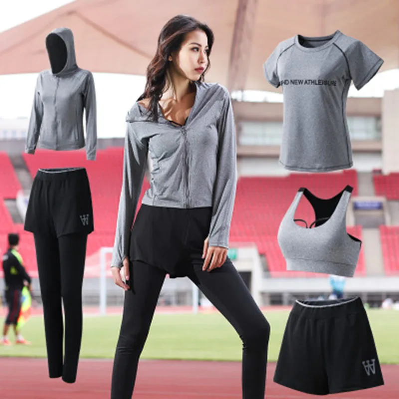 3XL спортивный комплект розовый 5 Peice Костюм женский дышащий Йога набор упражнение