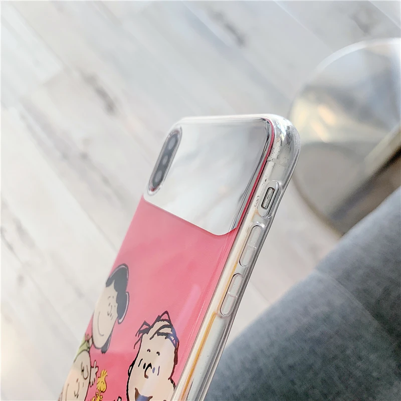 WTSZKL мультфильм милый розовый красный Snoopy зеркало с узором Телефон чехол для iPhone 6