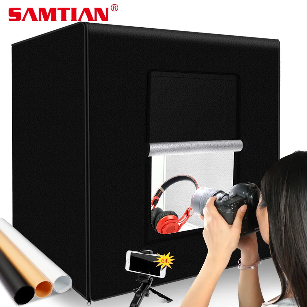SAMTIAN портативный светильник 60 см софтбокс dimmble 5500K с 3 цветами фон для фотостудии ювелирные изделия игрушки ткани фотографии
