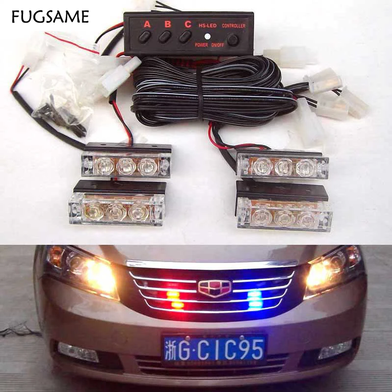 Светодиодная вспышка для мотоцикла FUGSAME 51035 4x3 стробоскоп предупреждающий