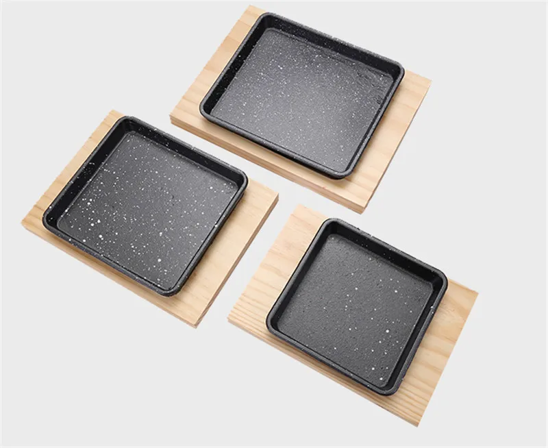 Квадратная чугунная сковорода для запекания стейка антипригарная эмалированная