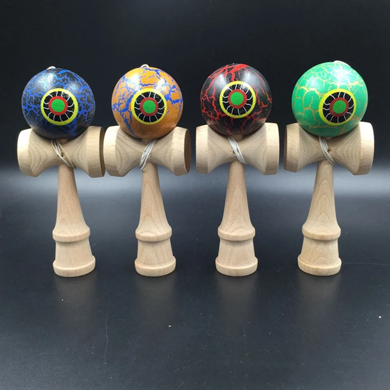 18 см Kendama деревянные игрушки глаза трещина шаблон умелое жонглирование мяч игрушки для отдыха на открытом воздухе спортивные мячи Профессиональный Kendama