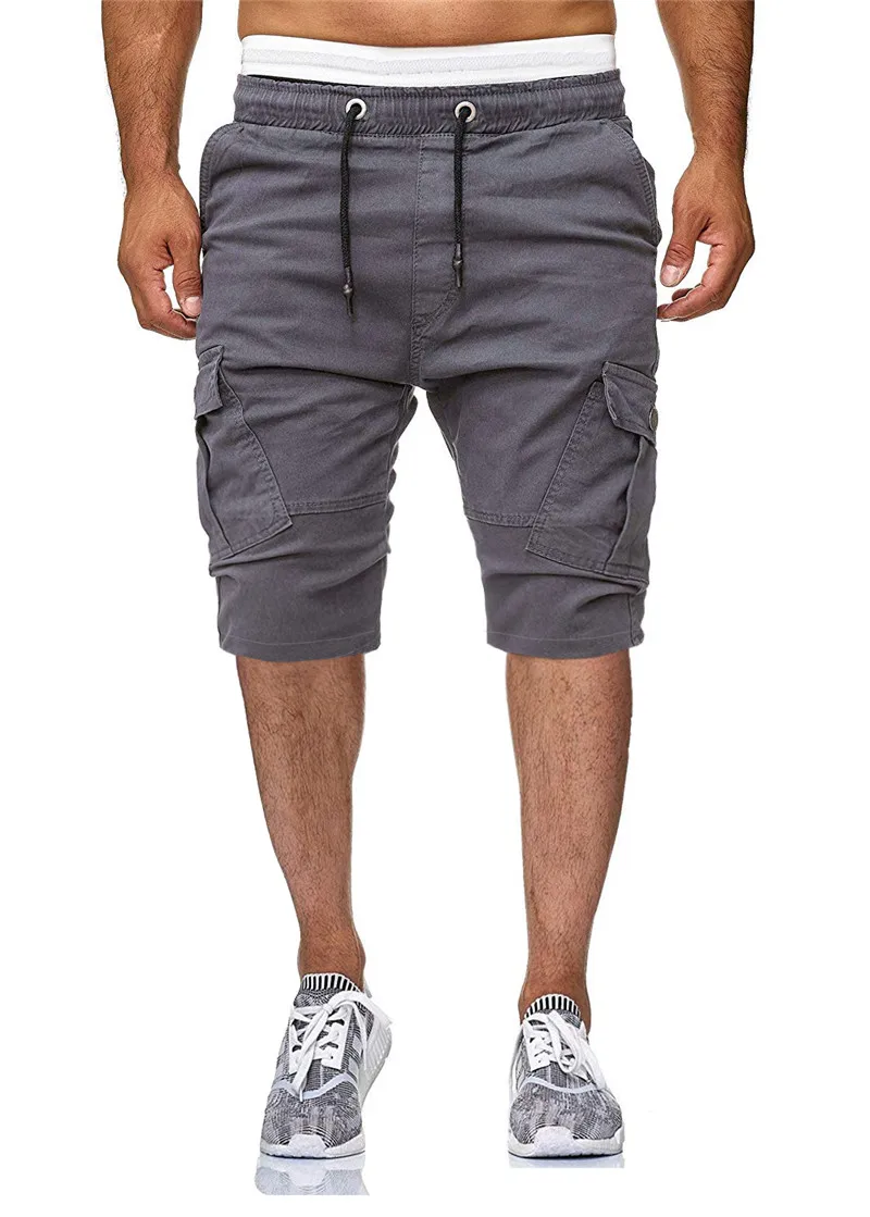 2019 Summer Cargo Men Shorts Solid Casual Multi Pockets Jogger Hot Sale New Brand Plus Size Men's GD1315 | Мужская одежда