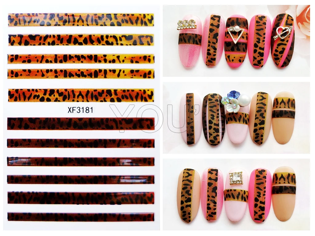 Leopard Nail Art sticker s маникюр Дизайн Спорт самоклеющиеся 3D наклейки на ногти наклейки ногтевая декоративная наклейка очаровательные советы