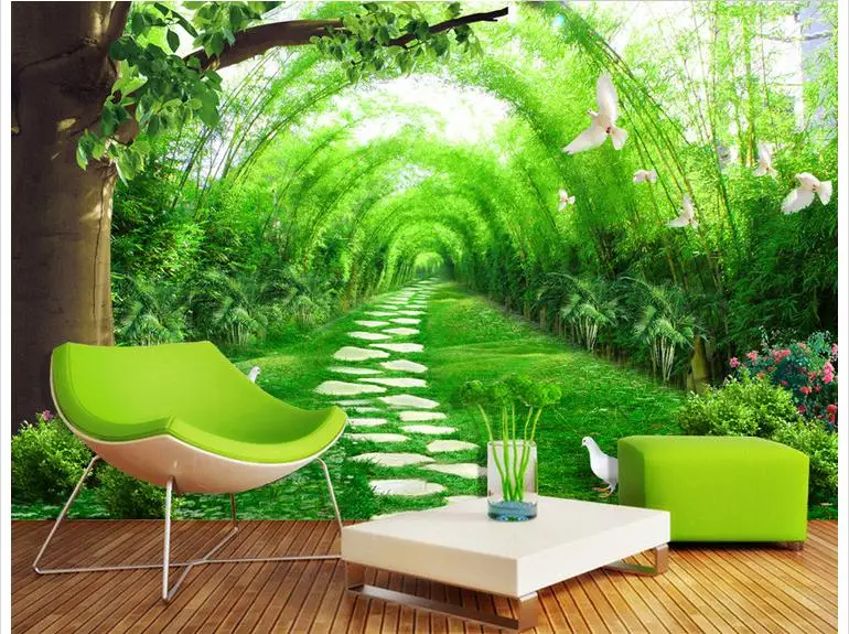 

Customized photo wallpaper 3d wall murals wallpaper Fresh bamboo forest road 3 d TV setting wall 3d living room wallpaper decor
