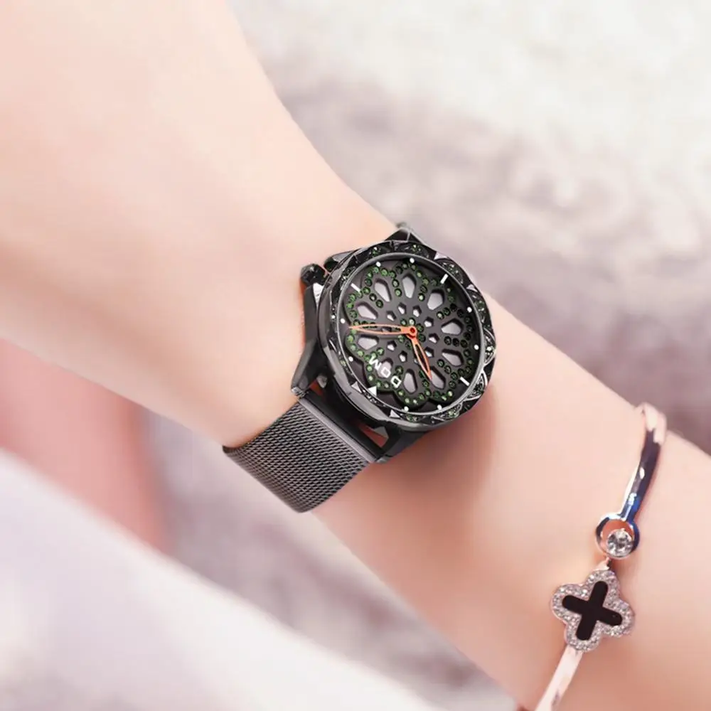 Женские повседневные кварцевые часы DOM водонепроницаемые наручные с цветком