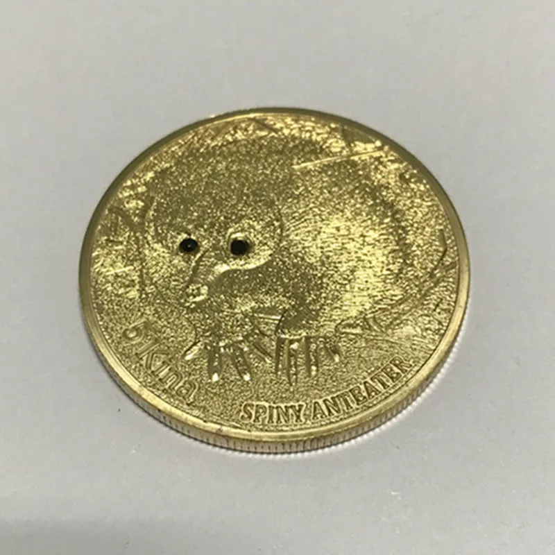 1 pcs Non Magnetic spiny anteater Mongolia wild life animal with diamond eyes gold plated badge 40 mm souvenir decoration coin | Дом и сад