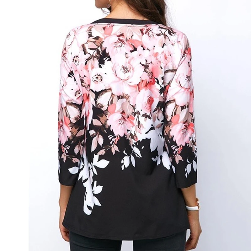 Женская футболка с цветочным принтом Boho Весенняя Повседневная рукавом три