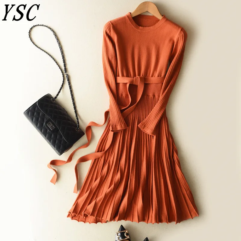 2021 весеннее новейшее Стильное женское трикотажное кашемировое шерстяное платье