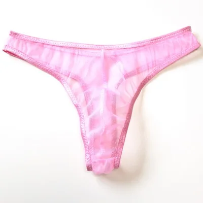 Розовый Mens Sexy Transparent Bikini Thongs Swim G-strings Bottoms Low Waist Male Breathable Mesh Panties Tanga T Back Beachwear Sunbath - Цвет: Розовый