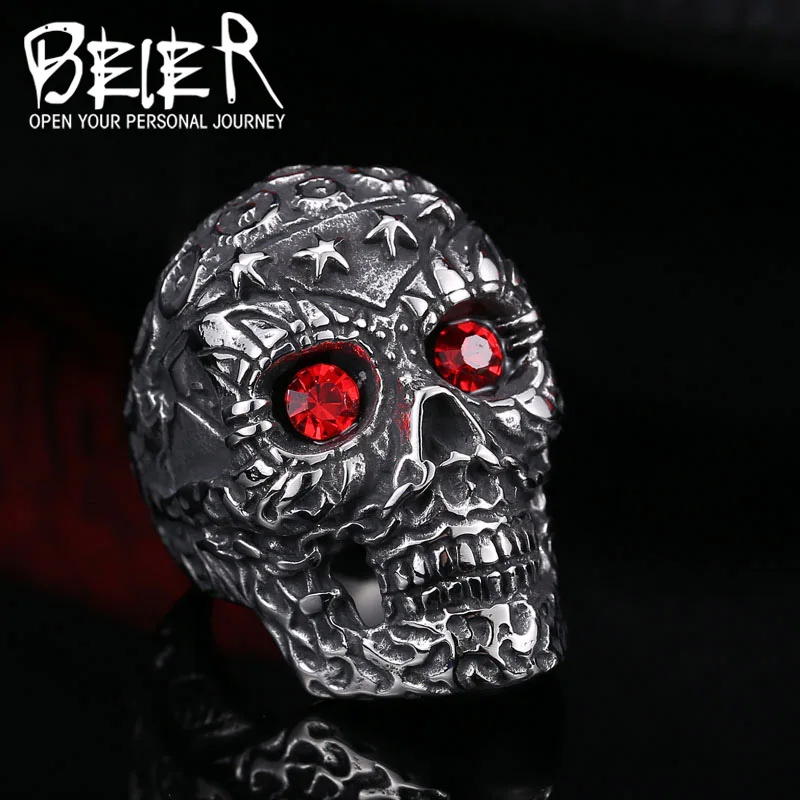 2017 new store start ring Fashion Punk jewelry 13 Skull Ring Factory Price 316L Stainless Titanium Steel Jewelry BR8 263|titanium steel jewelry|punk