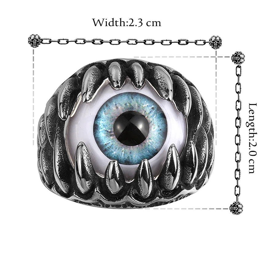 Кольцо из нержавеющей стали в стиле панк с синими глазами винтажное байкерское