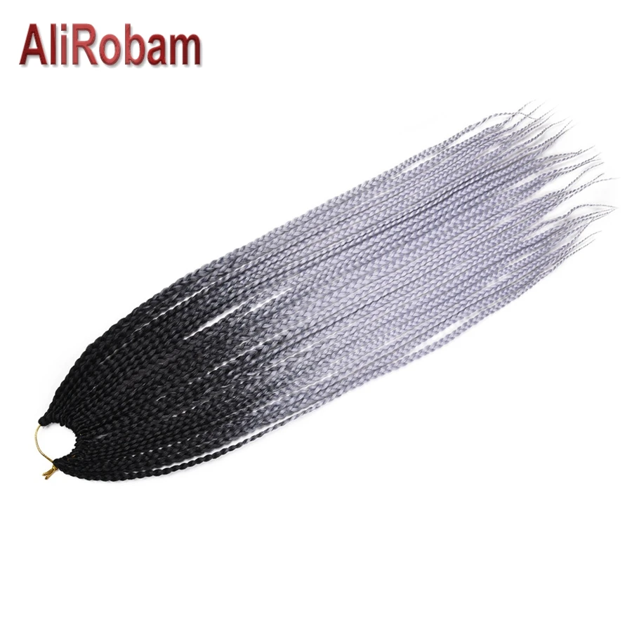 AliRobam, 24 дюйма, длинные, вязанные крючком, Ombre, серая коробка, косички, 100 г/шт., синтетические, вязанные волосы для наращивания, Термостойкое волокно, 22 подставки/упаковка