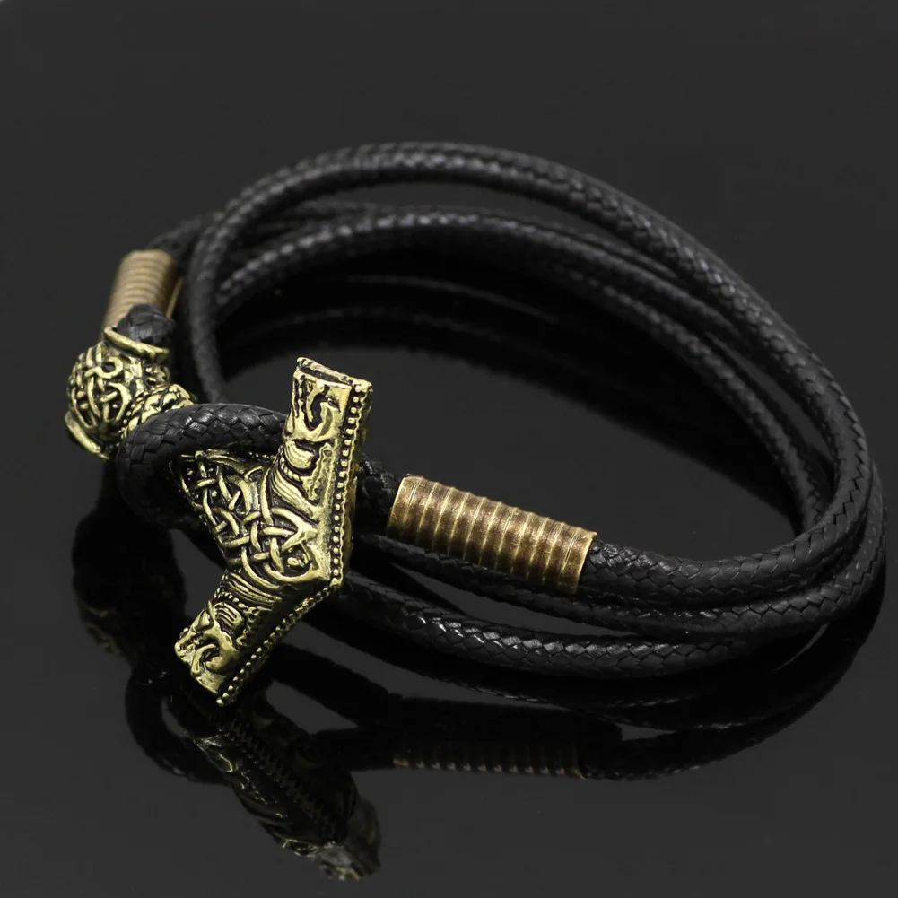 Youeshone 10pcs Men Norse God Viking Odin Wolf THOR'S HAMMER MJOLNIR Bracelet- 23cm | Украшения и аксессуары