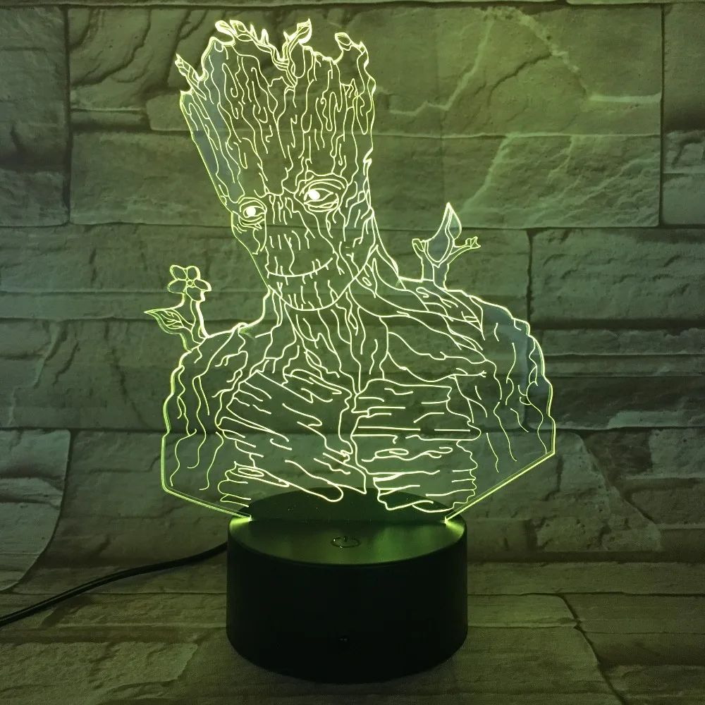 Groot Хранители 3D светодиодный свет Хэллоуин украшения подарок ребенок праздник USB
