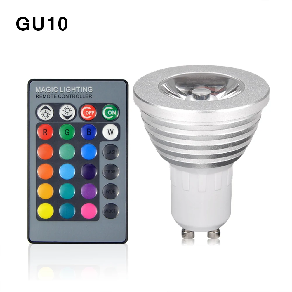 

Светодиодная rgb-лампа 16 Цвет Сменные AC85-265V светодиодный свет GU10 E27 5 Вт Светодиодный прожектор волшебный светильник для праздничного оформле...
