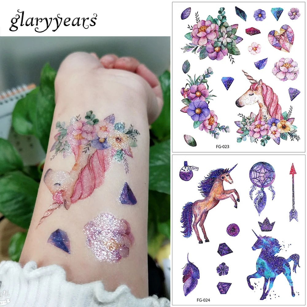 Glaryyears 24 дизайна 1 лист блестящая татуировка на тело FG водостойкая наклейка