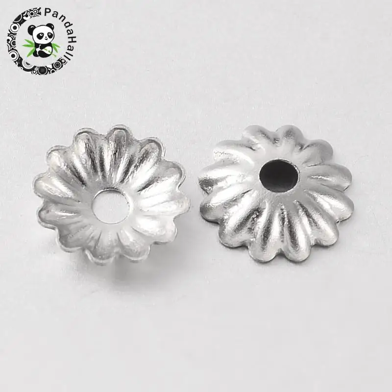 

Pandahall More-Petal 316 Stainless Steel End Caps Flower Shape Bead Caps for DIY Jewelry Making, 6x1mm, Hole: 1mm