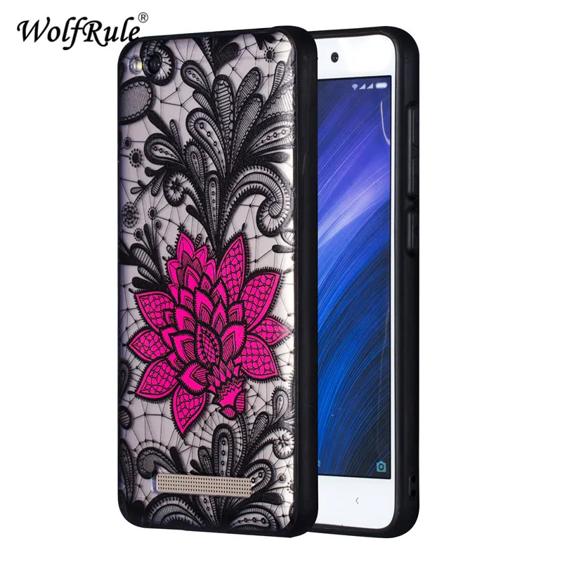 Wolfrole Xiaomi Redmi 4A чехол черный кружевной красный цветок мягкий TPU Модный для 4a