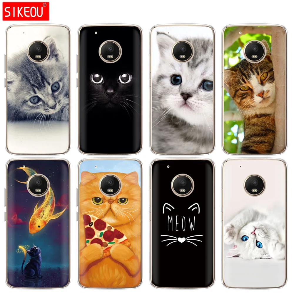 Силиконовый чехол для телефона Motorola Moto G6 G5 G5S Z2 Z3 PLAY PLUS X4 E4 E5 C Кошка Китти голубые