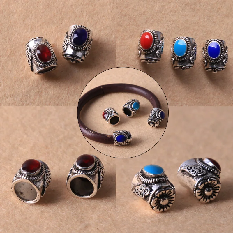 6 шт. винтажная трубка кожаный шнур браслет Концевая крышка бусины ювелирные
