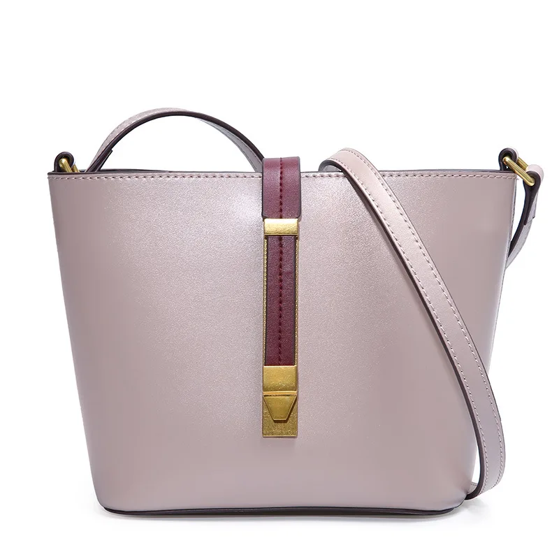 Мини сумка ведро из натуральной кожи женская для шоппинга простой дизайн сумки