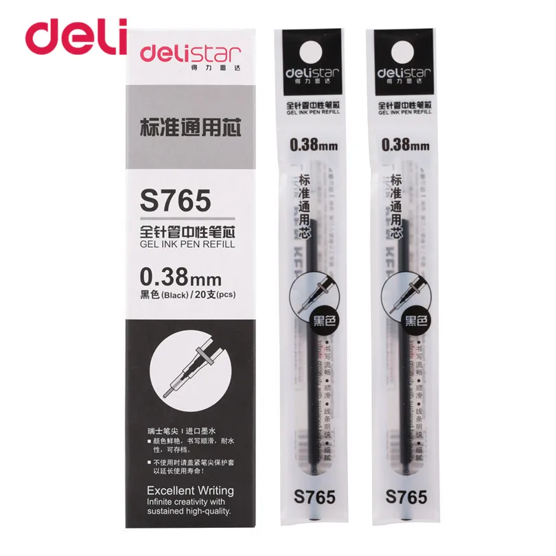 

Deli Gel Pen Refill 20 pcs 0.35mm Waterproof Roller Refill Stander Lead Black/ Blue Office School Writing Supplies Stationery