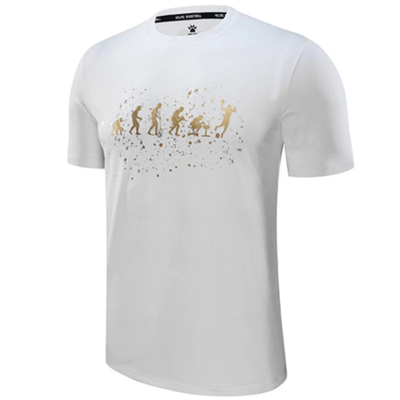 KELME Футболка мужская одежда для спорта и отдыха влагопоглощающая хлопковая Футболка с круглым вырезом и короткими рукавами с принтом 3881514 - Цвет: StyleB White