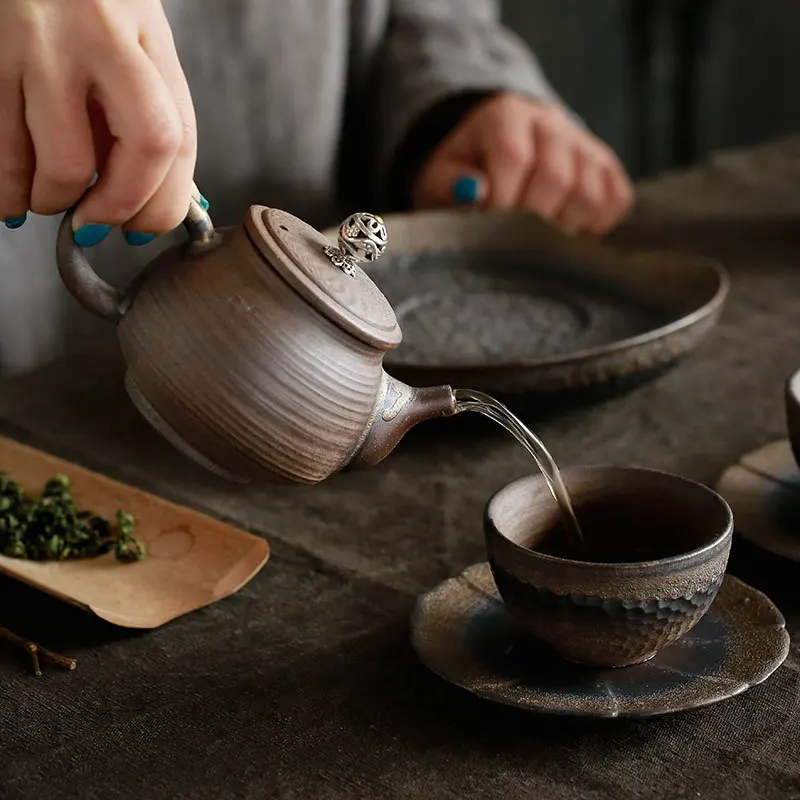 

Japaness Handmade Teapots Ceramic Retro Pottery Travel Tea Pot Kettles Kung Fu Clay Pots Set Drop Shipping