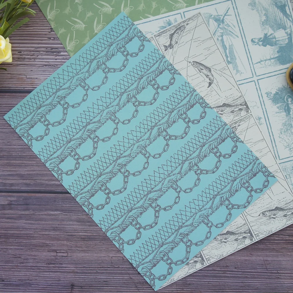 24 sheets A5 size DIY go fishing green design gift wrapping paper creative craft handmade scrapbooking kit set | Дом и сад