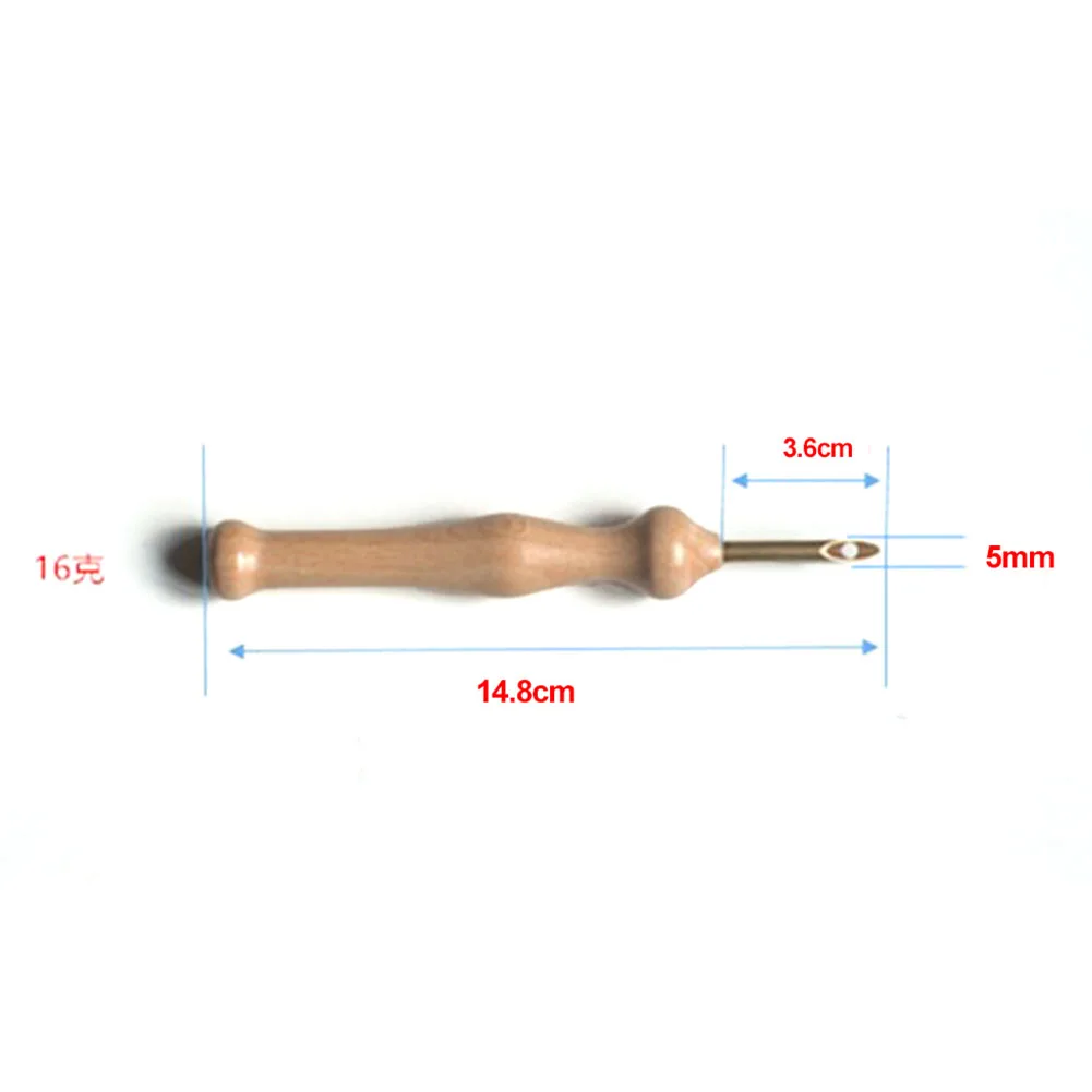 Convenient Embroidery Needle Large Weaving Tool Punch Bold Practical Portable Wood Handle Durable Craft Knitting DIY | Дом и сад