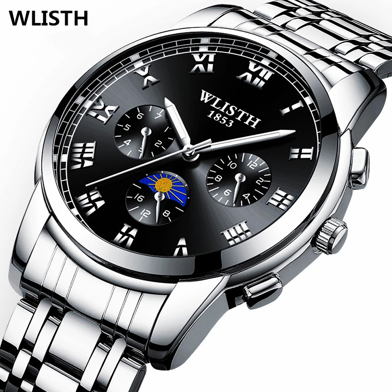 WLISTH relogio masculino мужские водонепроницаемые модные часы кварцевые наручные люксовый