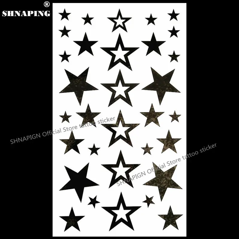 SHNAPIGN черная звезда Временные татуировки боди арт флэш тату наклейки 17*10 см
