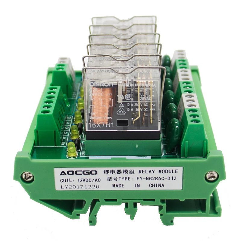 6 канальный 1 SPDT DIN рейку OMRON G2R 12V DC/AC интерфейс релейный модуль|omron g2r|interface relay6 channel |