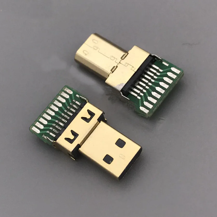 EClyxun 10 шт./лот мини микро HDMI мужские разъемы позолоченный D Тип штекер с PCB разъем