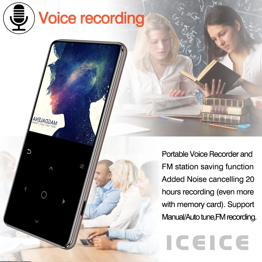 ICEICE новейший MP3-плеер с Bluetooth динамиком сенсорными клавишами и встроенным 8 Гб 16 г HiFi портативный Walkman с радио/FM/запись