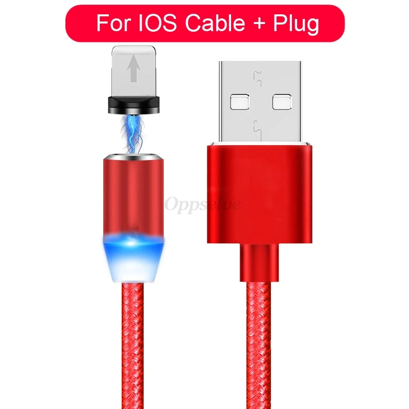 Oppselve Магнитный кабель Micro USB C адаптер для быстрой зарядки телефона Microusb type-C магнитное зарядное устройство type C для iPhone samsung Xiaomi - Цвет: Red iOS Cable