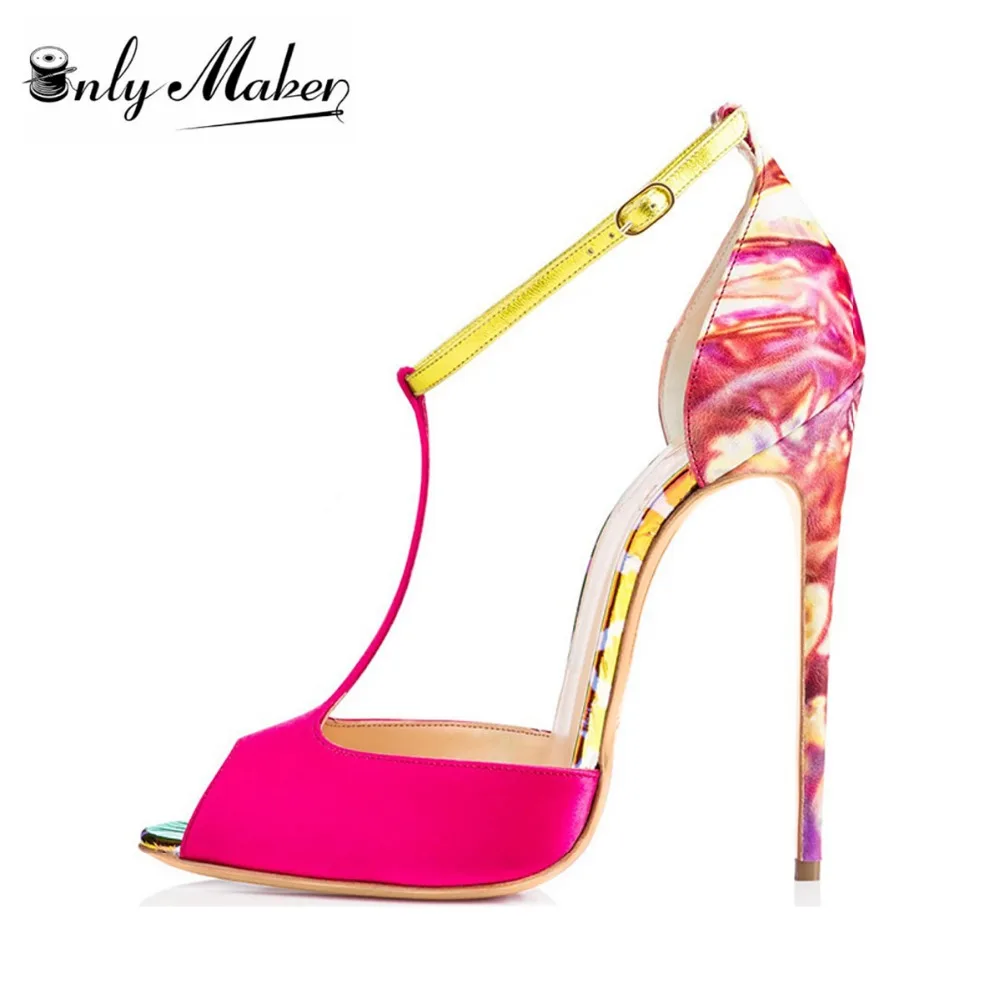 Onlymaker/модельные туфли для выпускного сандалии с Т образной застежкой и открытым