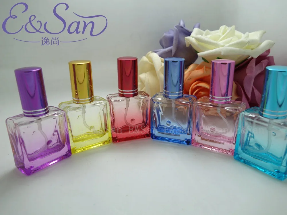

P41-15ML Spray Square Gradient Spray Color Empty Glass Cosmetics Small Perfume Bottle 100PCS/LOT