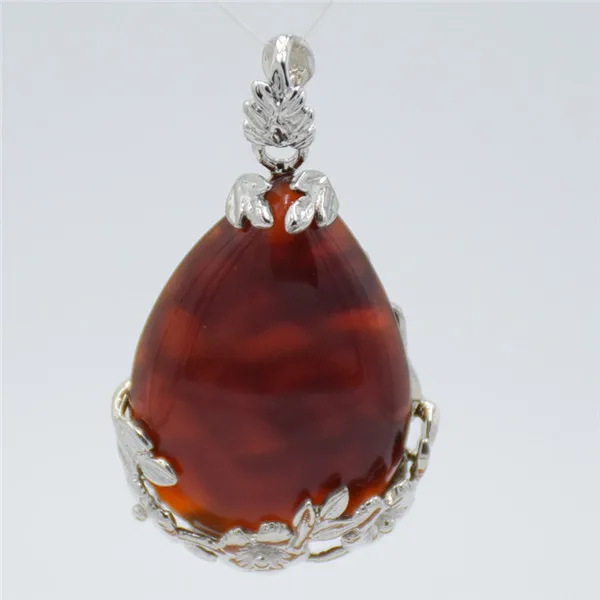 red agates Женский натуральный камень, Фиолетовый Кристалл авантюрин опал Сердолик Оникс розовый кварцевый кристалл Lapis каплевидный инкрустированный кулон металлический цветок - Окраска металла: red agates