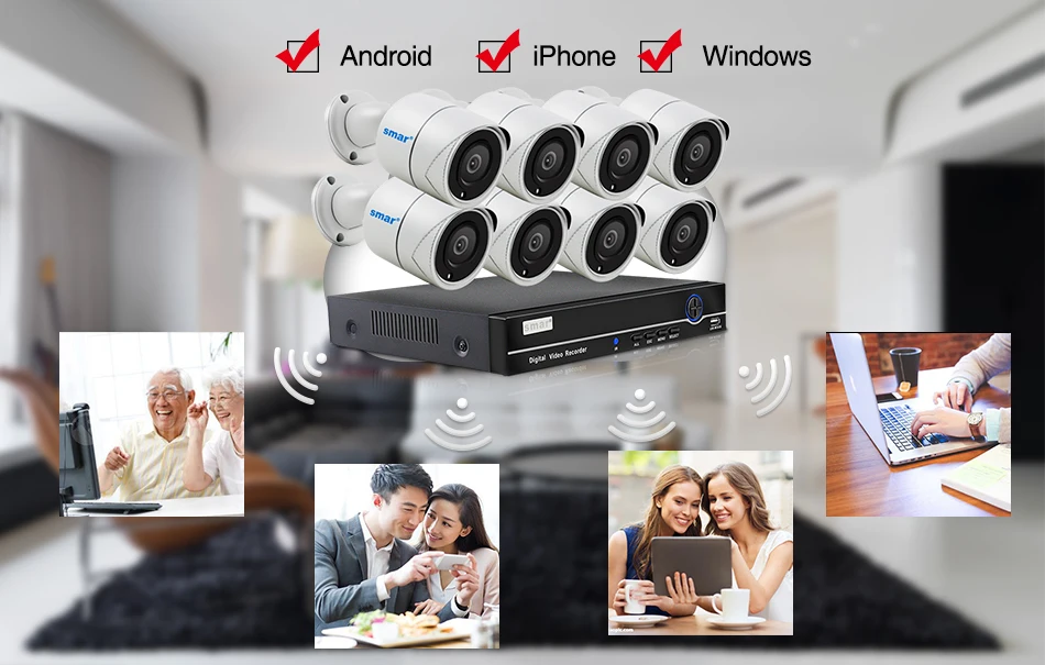 Smсупер HD 8CH 4MP POE NVR комплект камеры безопасности системы H.265 4M IP камера ИК наружная металлическая мощность через Ethernet экономит больше затрат