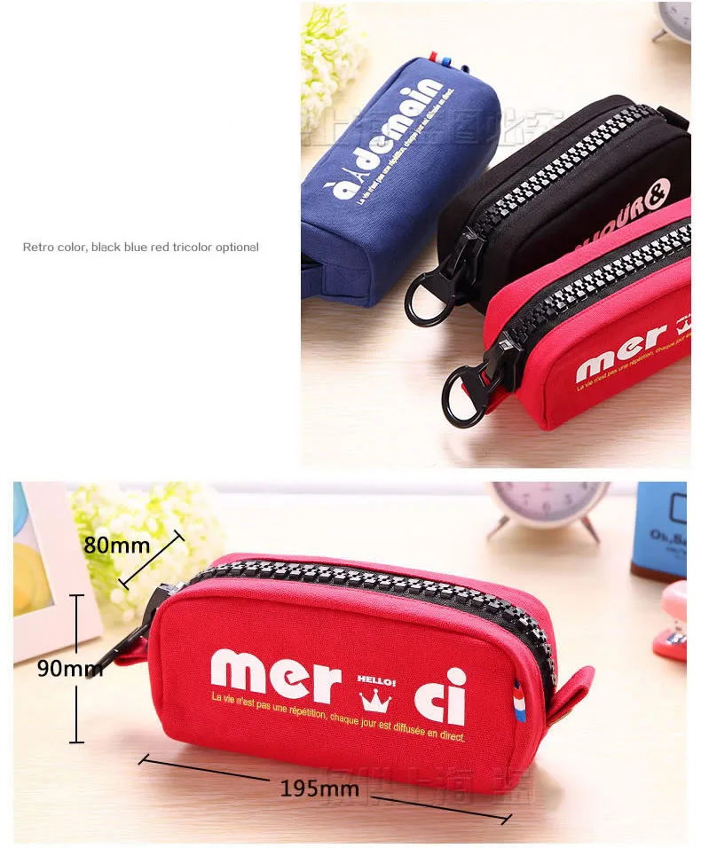 1 шт./лот милый классический 3 цветный холщовый вместительный пенал и для