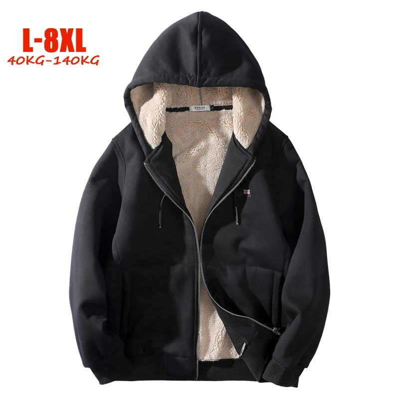 6XL 7XL 8XL плюс размер толстовки с капюшоном Мужские куртки осень зима флис мужская